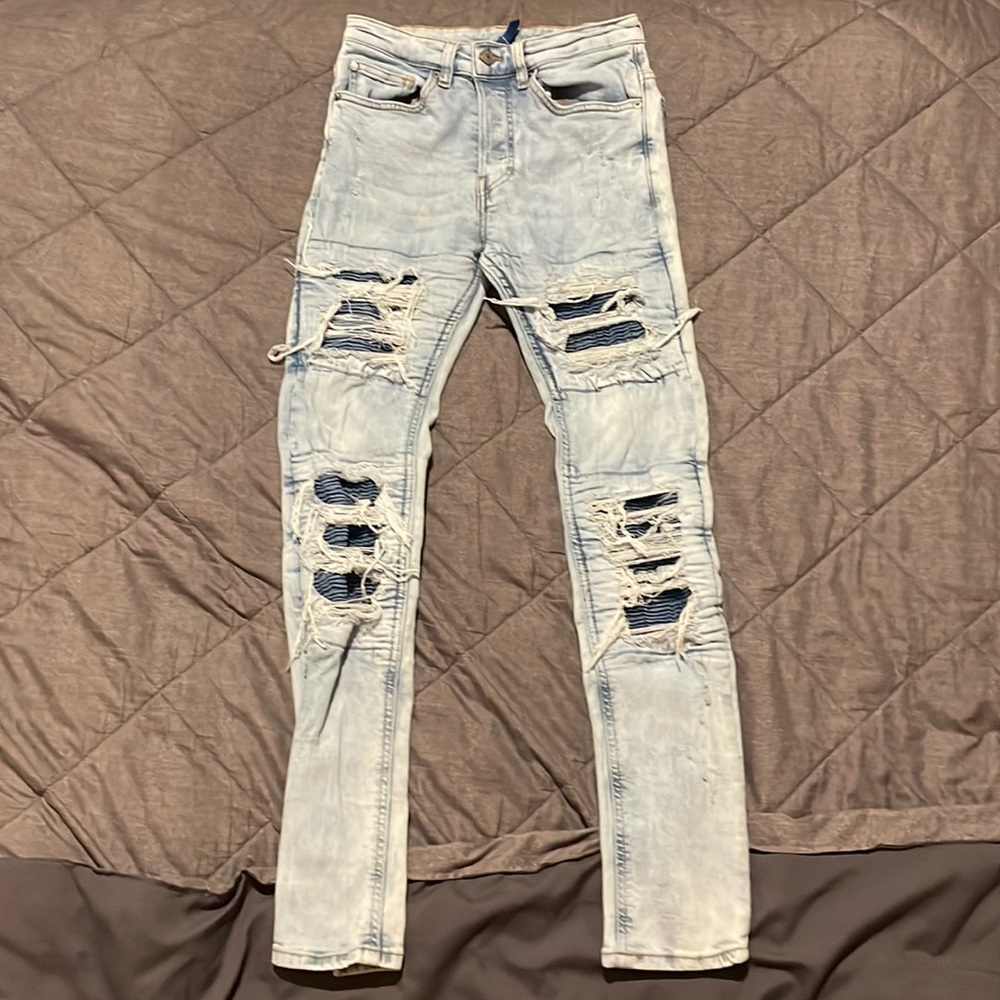 H&M divided light wash skinny biker jeans